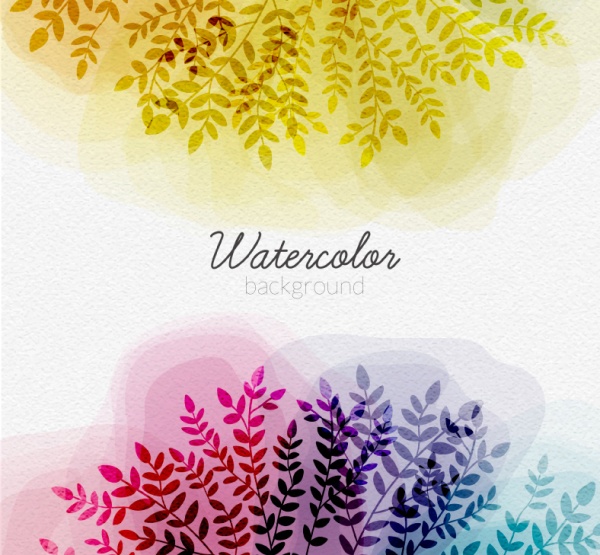 Tree branches with watercolor background vector watercolor tree branches   