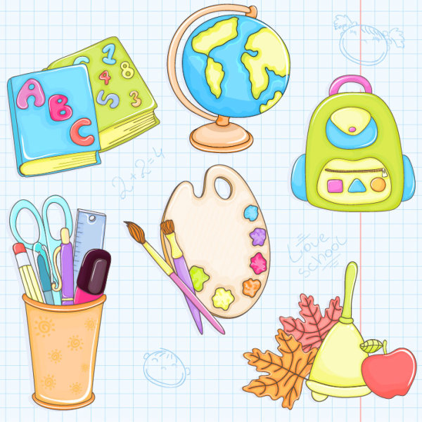 cute cartoon School Supplies vector set 02 supplies school cute cartoon cute cartoon   