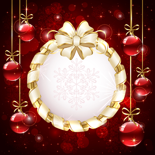 luxurious Christmas New Year baubles vector background 04 Vector Background new year luxurious golden christmas baubles background   