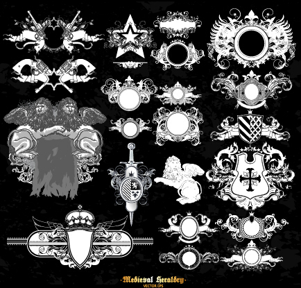Classical heraldry ornaments vector material 10 ornaments heraldry classical   