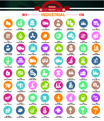 Set of Industrial icons vector 02 industrial icons icon   