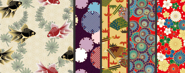 Japanese decorative pattern background water umbrella shading patterns pattern Japanese style goldfish fan carp bamboo background   