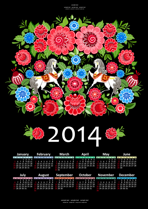 2014 year calendar vector set 10 year calendar 2014   