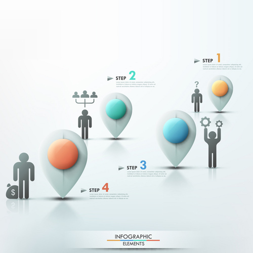 Set of 3d effect Infographics elements vector 09 infographics elements effect   