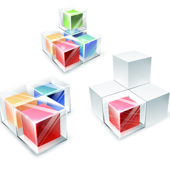 Colored transparent cube vector background Vector Background transparent cube colored background   