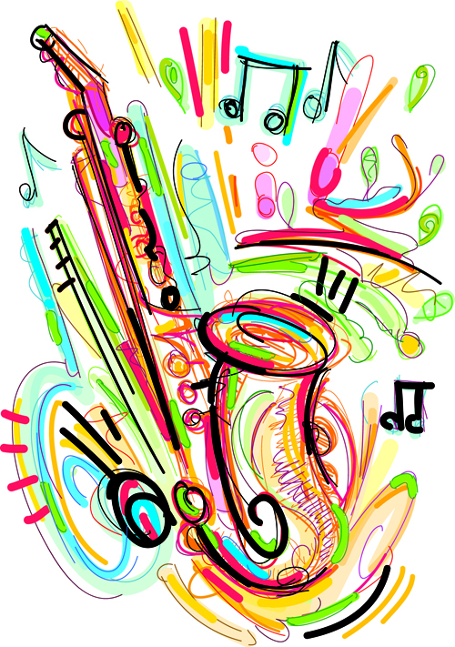 Hand drawn colored musical instruments vector 03 musical instruments musical hand drawn colored   