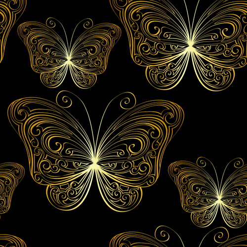 Hand drawn golden Butterfly vector hand drawn hand butterfly   