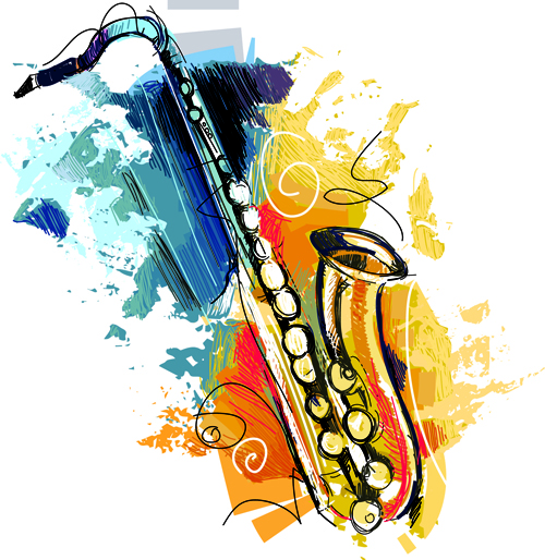 Hand drawn colored musical instruments vector 02 musical instruments musical hand drawn   