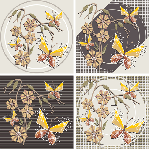 Floral and Butterfly Vintage Backgrounds Vector vintage floral butterfly   