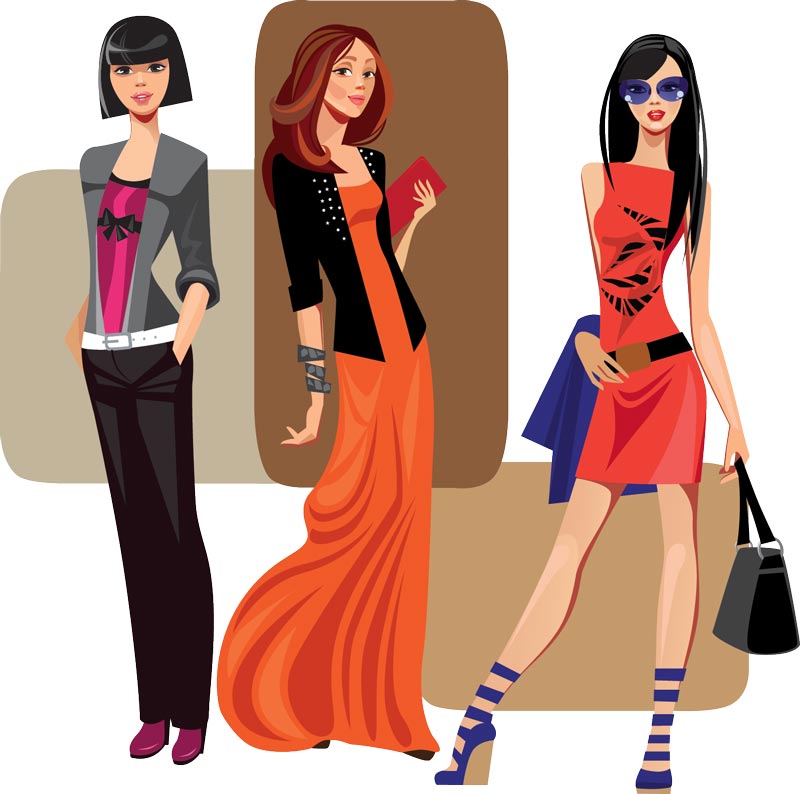 Vector fashion girls design elements set 10 fashion girls fashion elements   