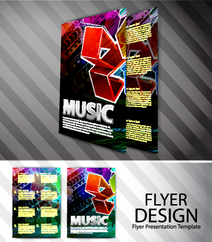 Elements of Abstract Flyer Music vector set 01 music flyer elements element abstract   