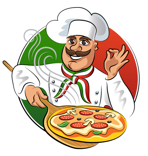 Chef with pizza vector material pizza material chef   