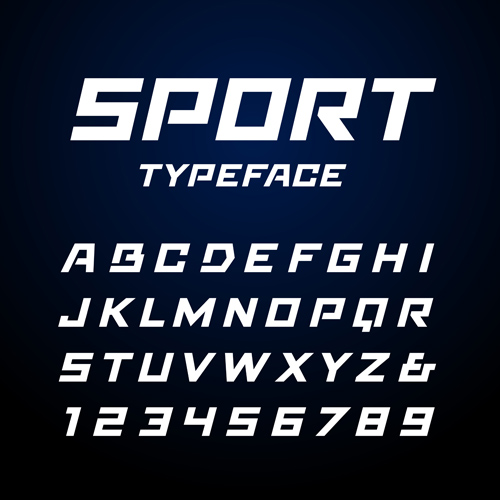 Sport typeface alphabet with numbers vector typeface Sport numbers alphabet   