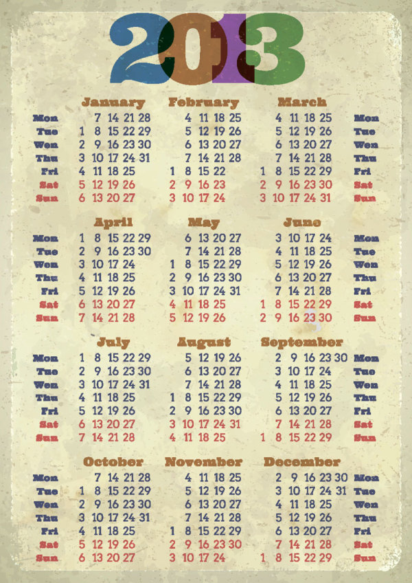 2013 Creative Calendar Collection design vector material 01 material creative collection calendar 2013   