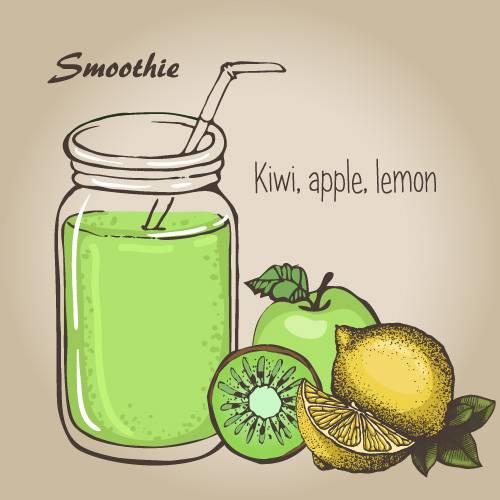 Smoothie fruits drink vector sketch material 04 smooth sketch fruits drink   