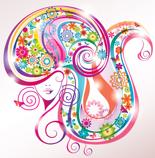 Creative floral hair with woman vector 01 woman hair floral creative Creative floral hair with woman vector 01 woman hair floral creative