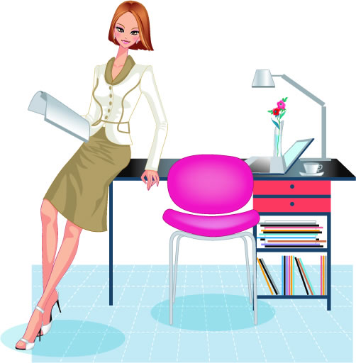 Stylish office people set 41 vector white-collar workers Vector figure office space office people business people ai a woman   