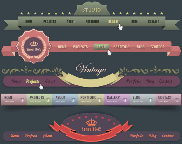 luxury of Vintage Website Navigation vector 02 website vintage navigation luxury   