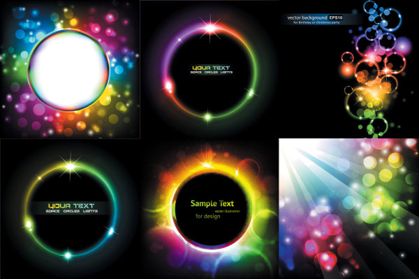 Abstract colored dream light background vector Graphic total lunar eclipse symphony light spot light halo glare flash dream a total solar eclipse   