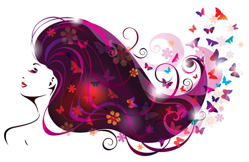 Creative floral hair with woman vector 03 woman floral creative   