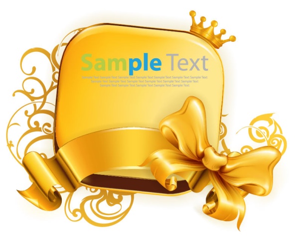 Golden ribbon bow with crown and floral background vector ribbon golden floral crown bow background   
