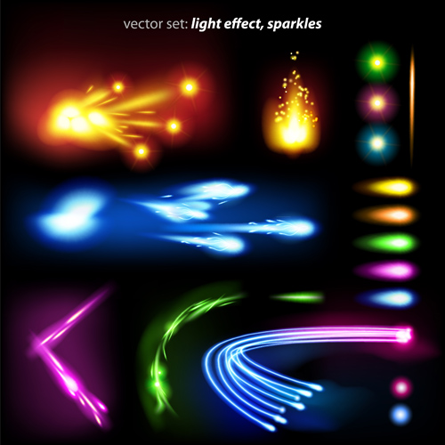 Set of Sparkling Light effects vector material 05 sparkling material light effects effect   