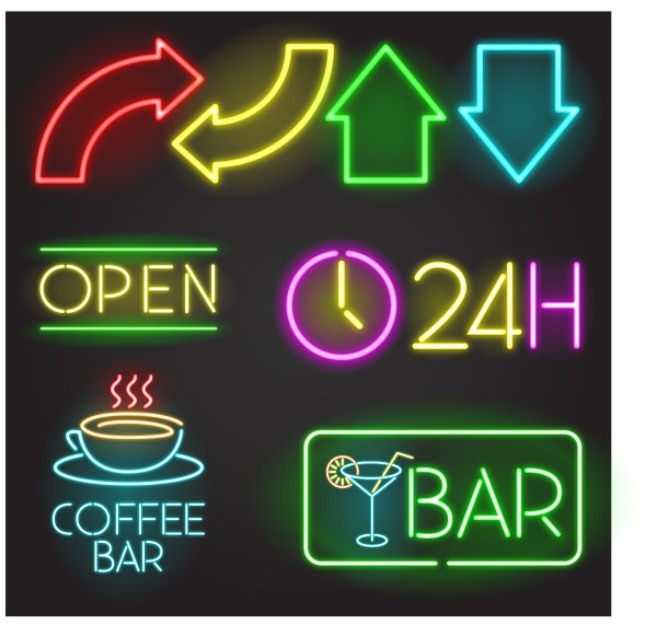 Colored light sticks restaurant symbol and logos vector 01 symbol restaurant logos light sticks colored   