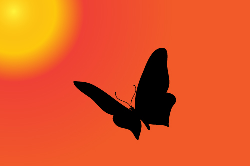 Sunset with butterfly silhouette vector material 01 sunset silhouette butterfly   