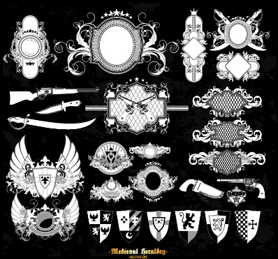 Classical heraldry ornaments vector material 07 ornaments heraldry classical   
