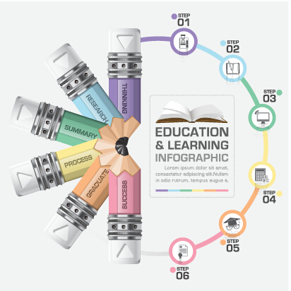 Learning with education infographic elements vector 08 learning infographic elements education   