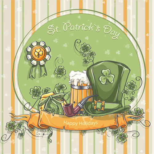 St Patrick Day hand drawn vector background 05 Patrick Day hand drawn background   