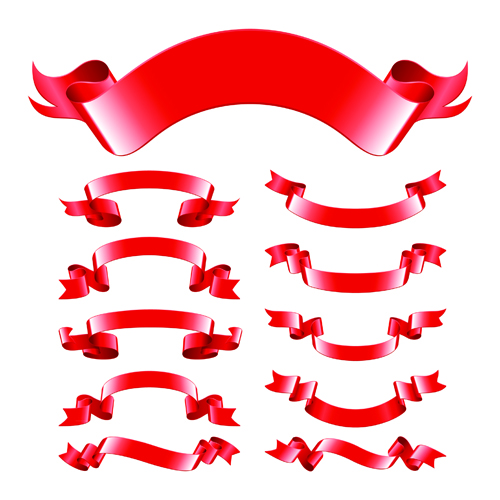 Different Red Ribbons design vector ribbons ribbon red different   