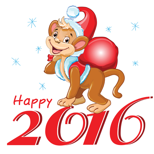 2016 christmas with funny monkey vector 10 monkey funny christmas 2016   