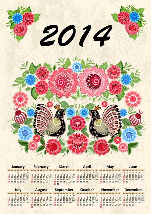 2014 year calendar vector set 08 year calendar 2014   