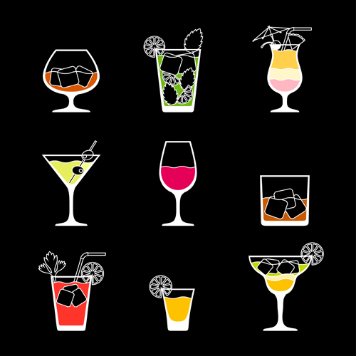 Simple summer drink icons vectors summer drink summer simple icons   