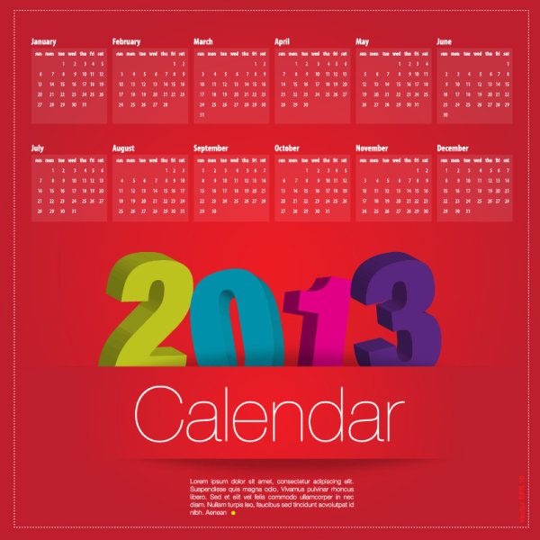 Special of 2013 calendar vector graphics 04 special calendar 2013   