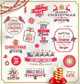 Cute Christmas holidays labels design vector 03 labels label holidays holiday cute christmas   