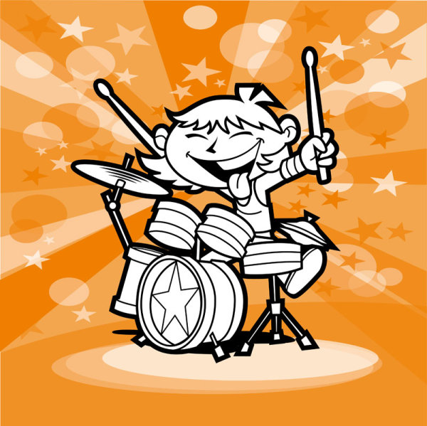 Cartoon People with music design vector 02 people music cartoon   