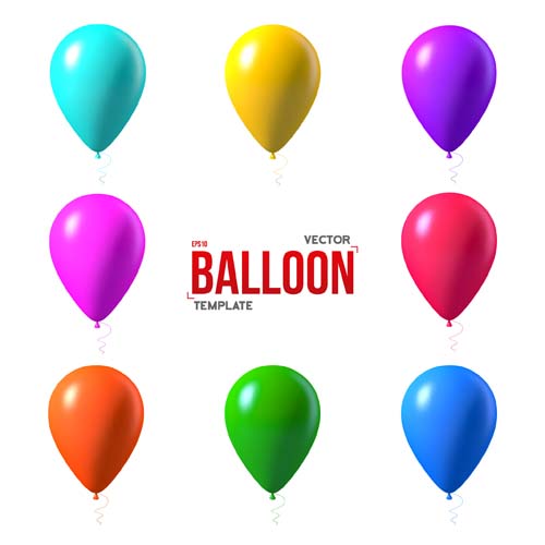 Colored balloons template vector material 02 template material colored balloons   