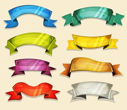 Shiny cartoon ribbons vectors 02 shiny ribbons cartoon   