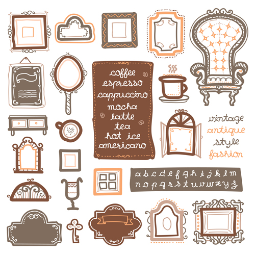 Vintage chair with frames vector material 03 vintage material frames chair   