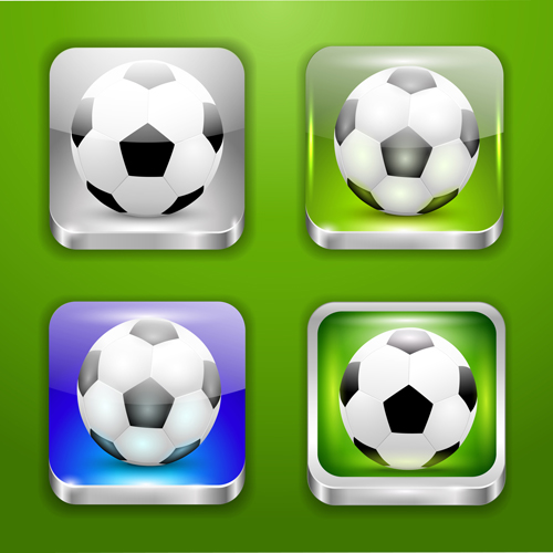 Glass textured square football icons vector square icons glass texture football   