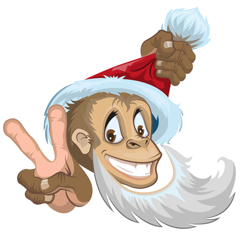 2016 christmas with funny monkey vector 02 monkey funny christmas 2016   