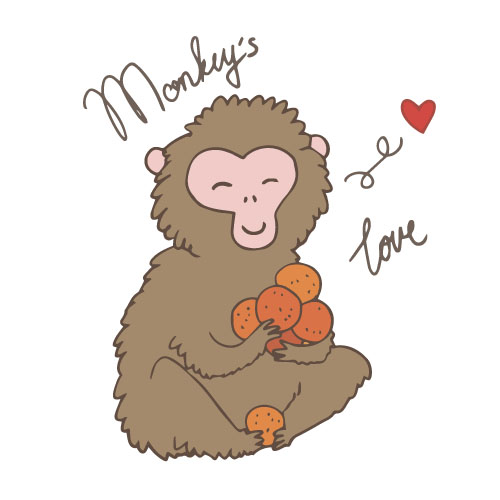 Monkey with love heart vector monkey love heart   