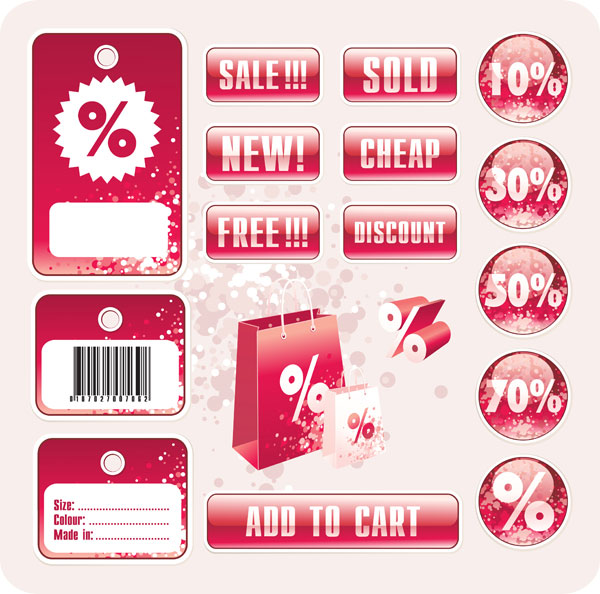 Discount tag design elements tags stereo sold shopping bags sale new half infographicsprice free discount crystal ball cheap button bar code bags add to cart   