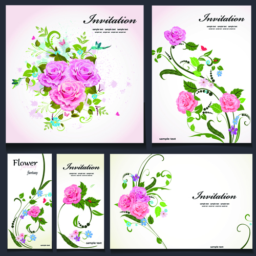 Beautiful flowers Invitation design material 04 invitation flower design material Beautiful flowers beautiful   