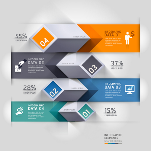 Set of 3d effect Infographics elements vector 02 infographics elements effect   