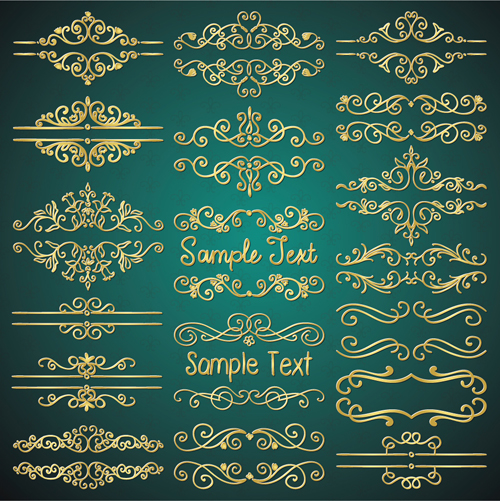 Golden calligraphic decor with frame and border vector 03 golden frame calligraphic border   