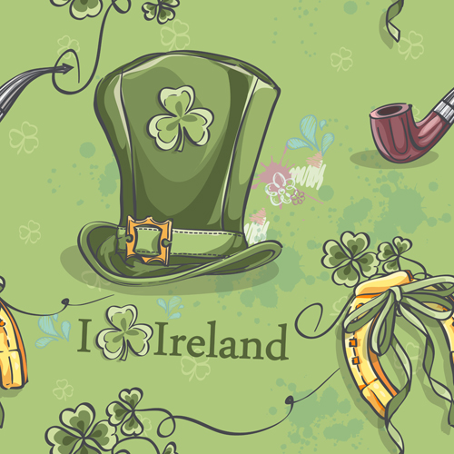 St Patrick Day hand drawn vector background 04 Patrick Day hand drawn background   