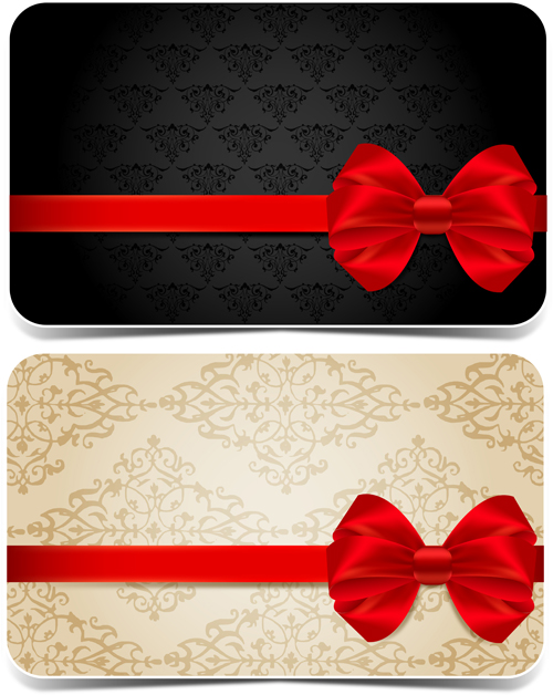 Ornate red bow cards vector material ornate material cards bow   